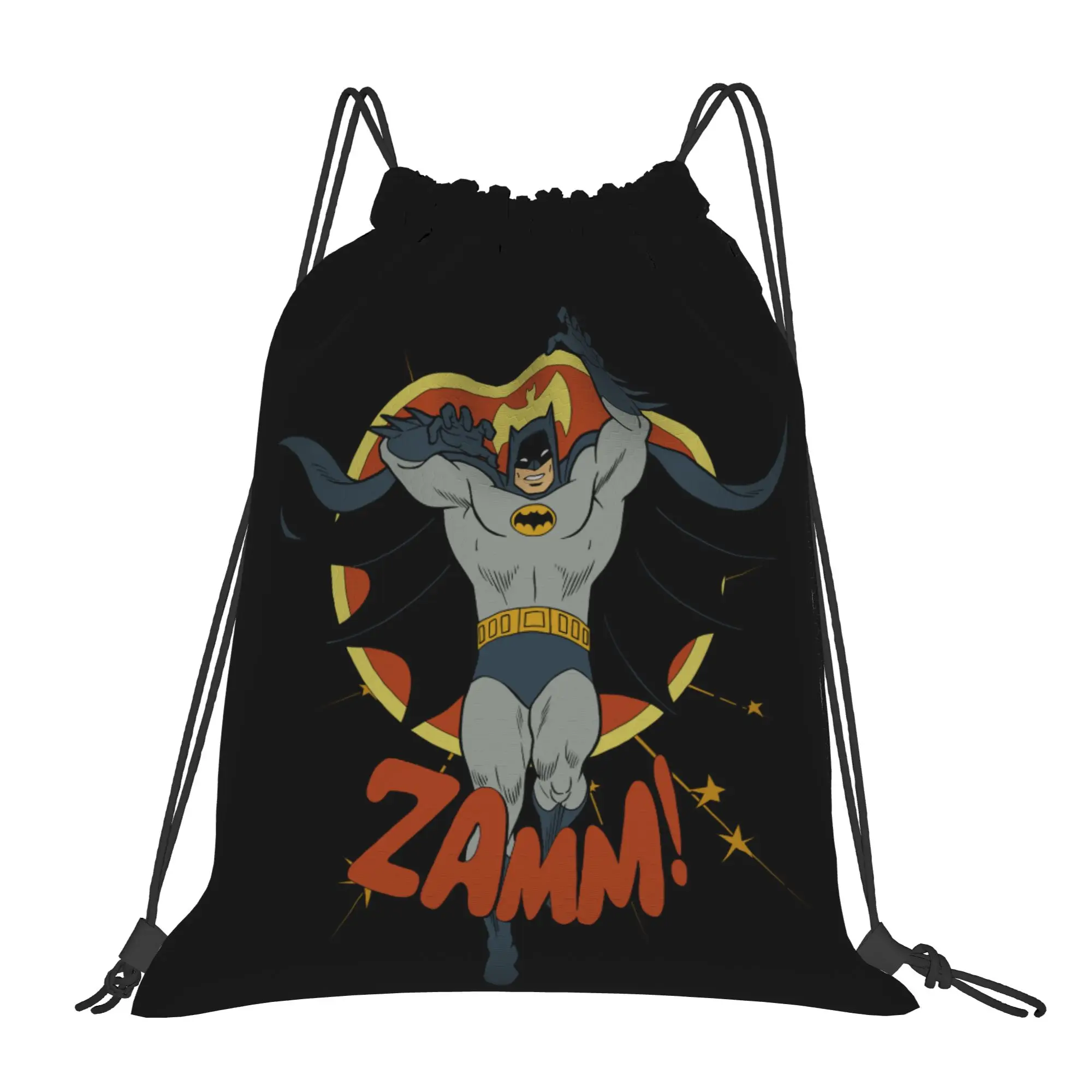 Iconic Batman Logo Drawstring Backpack - Water-Resistant Gym and Travel Sackpack