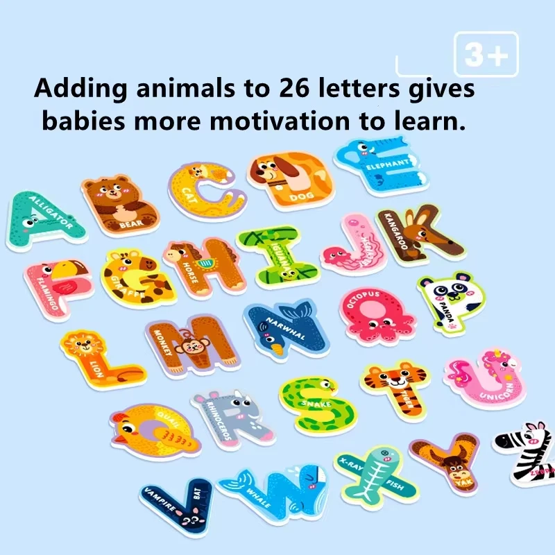 Montessori Magnetic Puzzle Toys Toddler Cognition Letters Numbers Animals Matching Games Baby Educational Puzzle Toys for Kids 4