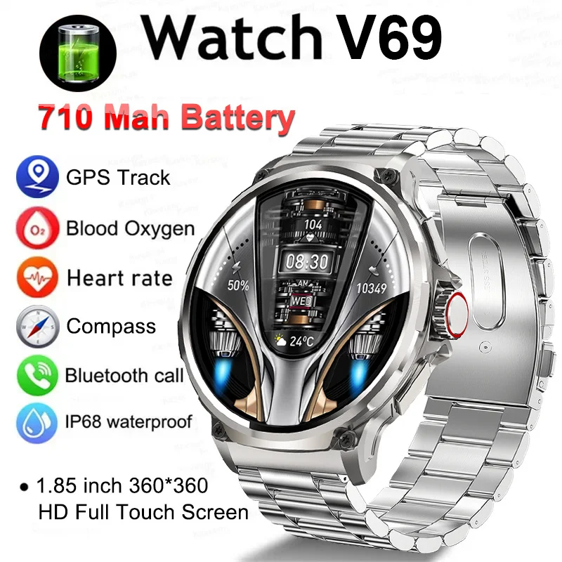 

2024 New Outdoor Sport Smart Watch Men 1.85-Inch HD AMOLED Screen GPS Track Watches AI Voice 400+Dial 710 Mah Battery SmartWatch