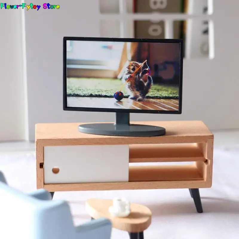 1PC Simulation Miniature Furniture Dollhouse Living Room Decoration Television Miniature Living Room TV Kid Gift