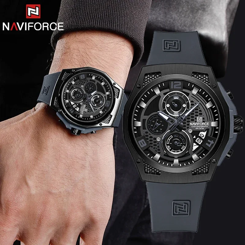 NAVIFORCE Luxury Men's Watch Sport Chronograph Date Wristwatch Military ...