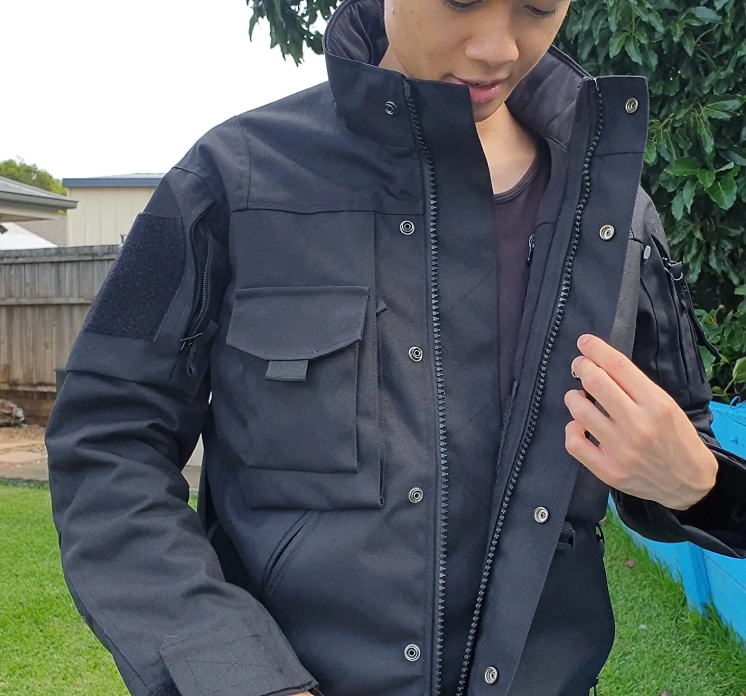 EU Size 4.0 Motorcycle Tactical Cargo Jacket Men Outdoor Waterproof Hard Hiking Jacket Multi-pocket Windbreaker Coat Plus Size 5
