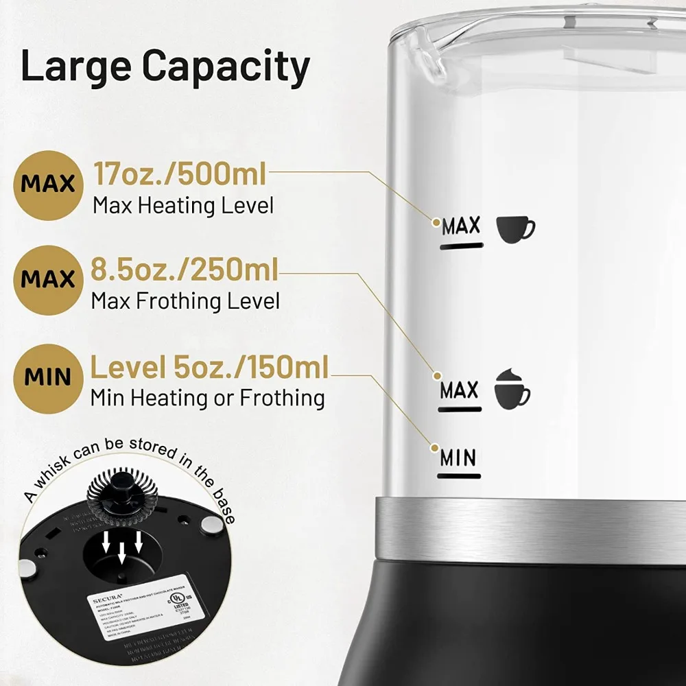 2023 New Secura Automatic Milk Frother, 4-in-1 Electric Milk Steamer, 17oz  Detachable Hot/Cold Foam Maker, Milk Warmer for Latte - AliExpress