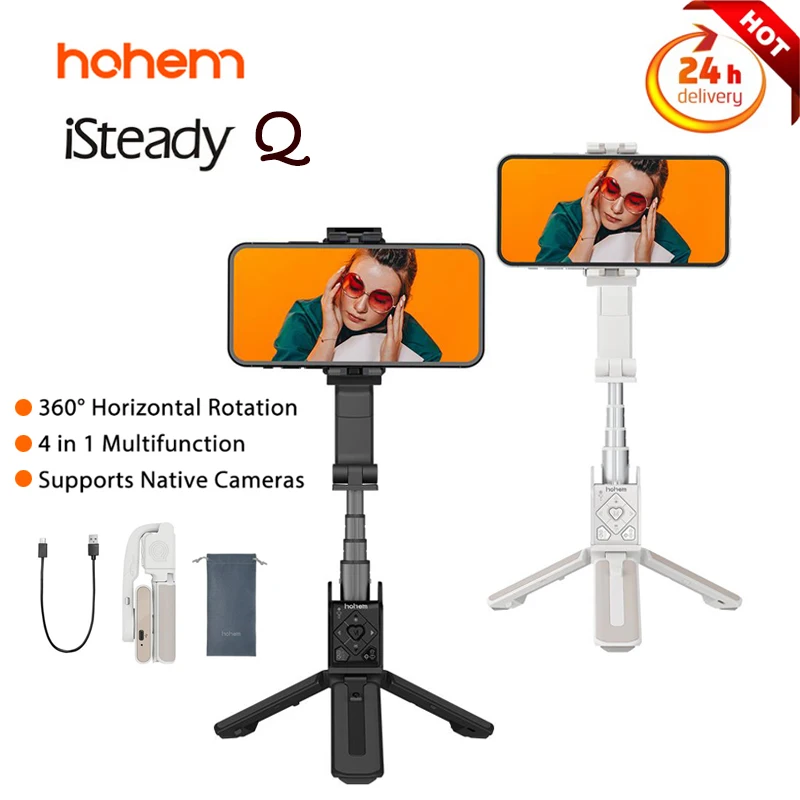 

Hohem iSteady Q Selfie Stick 360° Rotating Foldable Adjustable Selfie Stand Outdoor Holder Gimbal Stabilizer For iphone Android