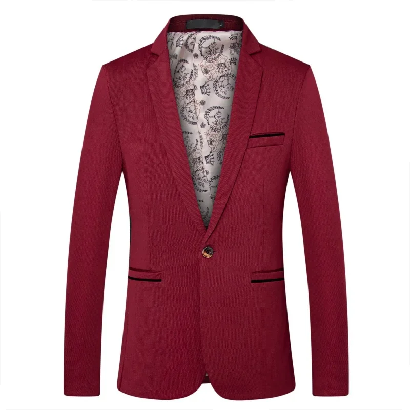 Casual Business Suit Men's Western-Style Jacket Plus Size Color Block Formal Wear Cross-Border Merchandise