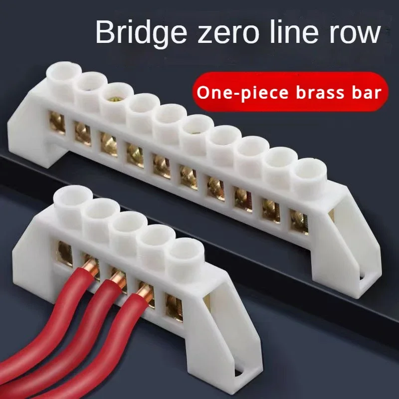 1Pcs Green Blue Screw Brass Din Rail Terminal Block din rail terminal block Earth and Neutral Blocks 4Pin 6Pin 8Pin 10PIN 12PIN