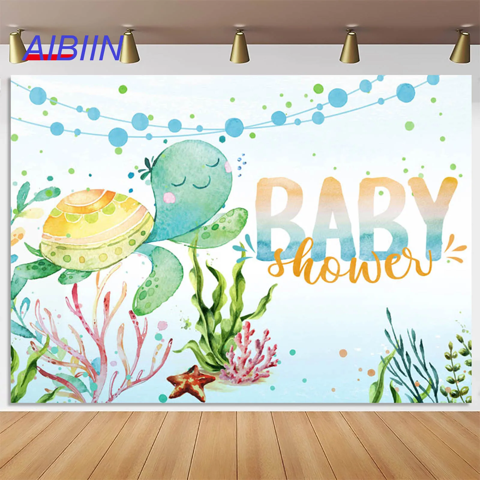 

AIBIIN Under The Sea Photography Background Ocean Turtle Party Backdrop Decor Baby Shower Portrait Photo Studio Props