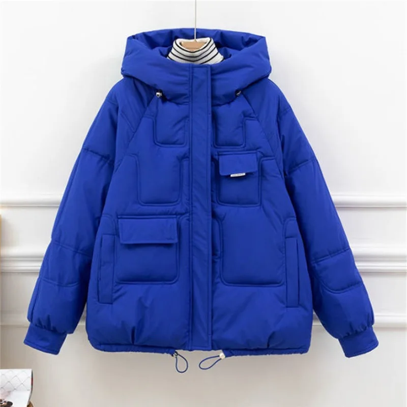 

2023 New Winter Women's JacketThickened Thermal Jacket Cotton Cushion Hooded Coat Loose Solid Snow Jacket Down Jacket Women's