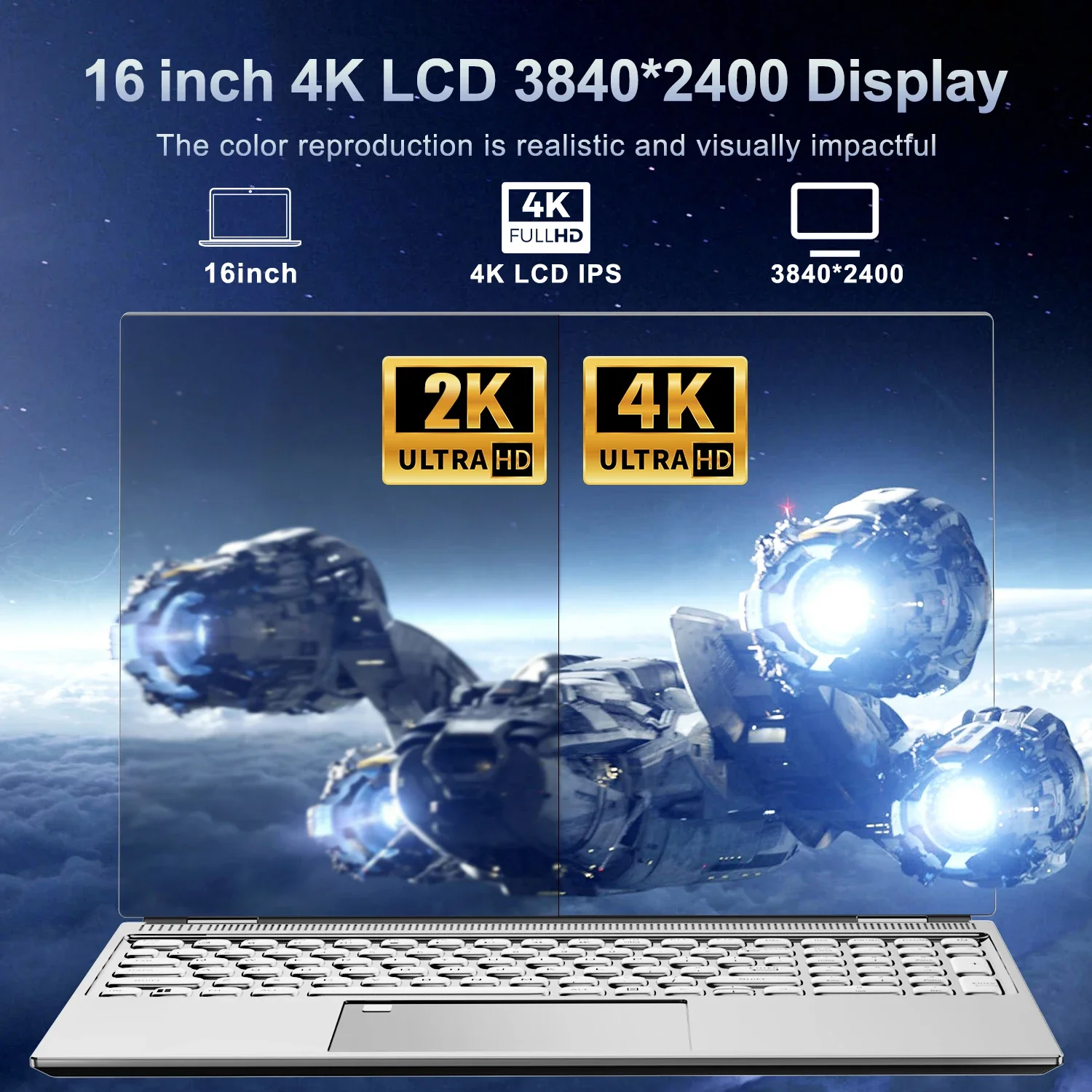 NEW 16'' Laptop Intel N95 4K HD 120HZ Display 32GB+2TB Windows 11