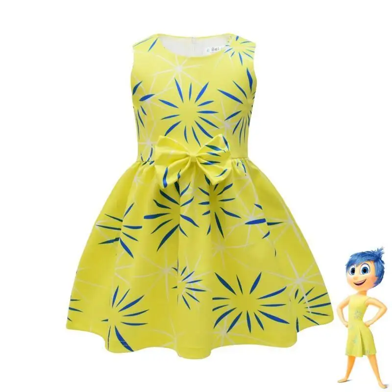 thumbnail image 1 of Vestido de princesa de dibujos animados Joy para niñas, peluca de disfraz de Cosplay de disgusto para Halloween, Carnaval, cumpleaños, película de adentro hacia afuera, 2024, 1 of 4