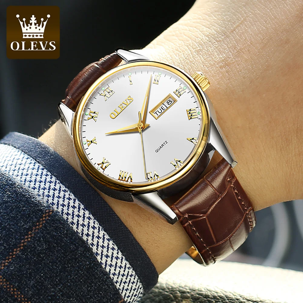 OLEVS Luxury Quartz Business Watch with Steel Strap & Luminous Design