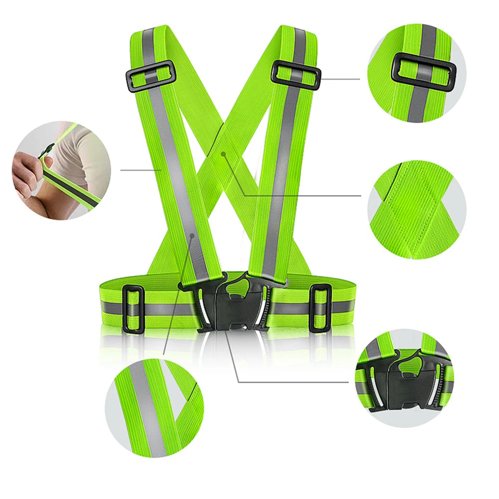 Motorcycle Vest Highlight Reflective Straps Night Running Riding Clothing Adjustable Men Women Cycling Safety Jacket