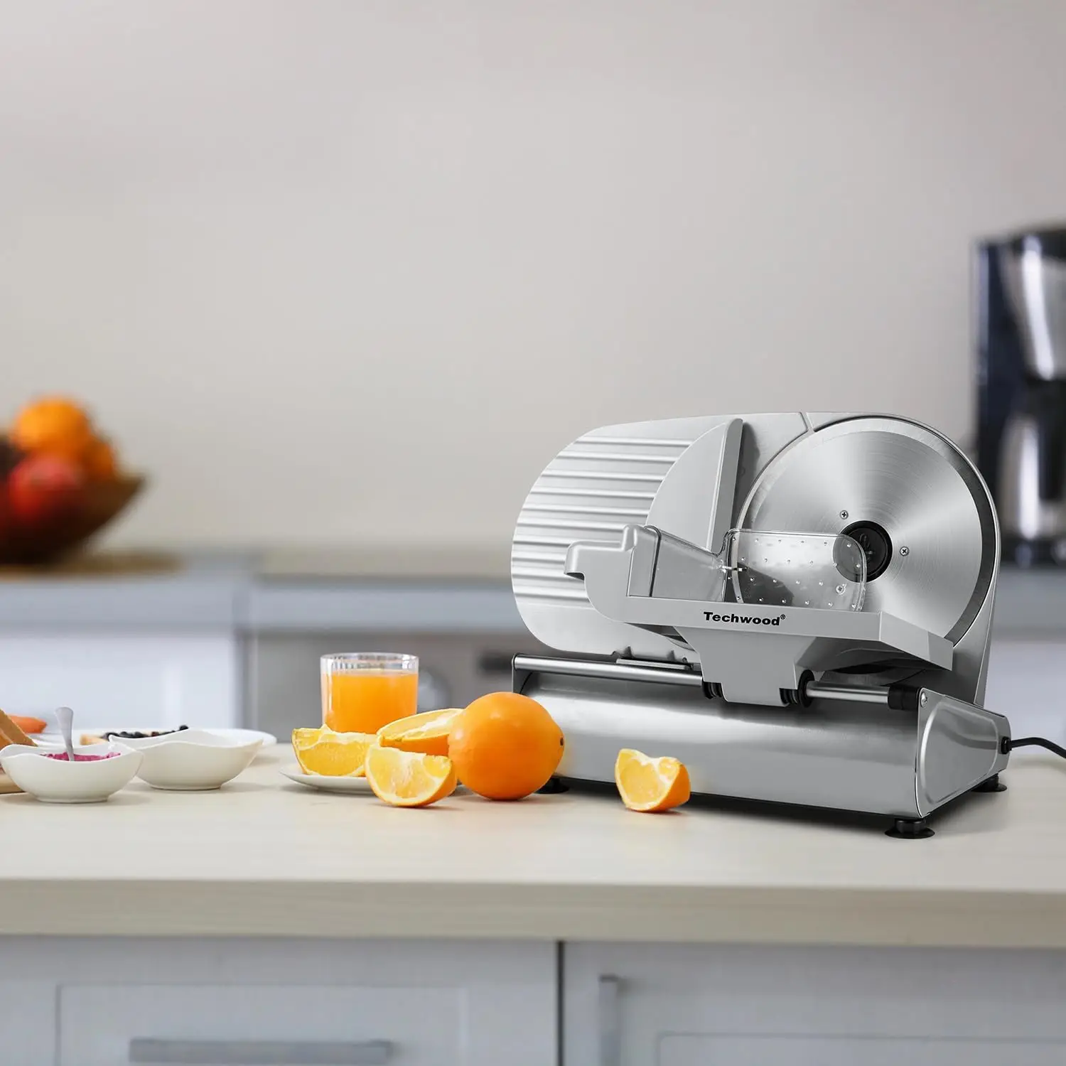Electric Meat Slicer, 200W Electric Deli Food Slicer with 9” Removable Stainless Steel Blade & Adjustable Thickness Dia 5