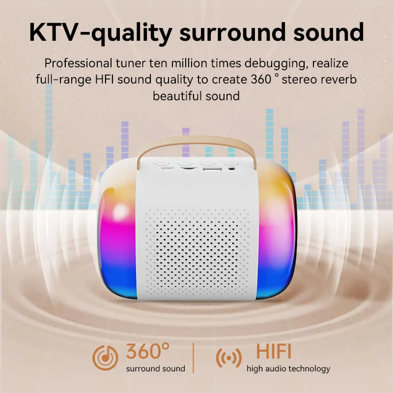 Basix Microphone Speaker Karaoke Machine Portable Bluetooth 5.3 with 2 Wireless Microphones Home Family Singing Children's Gifts