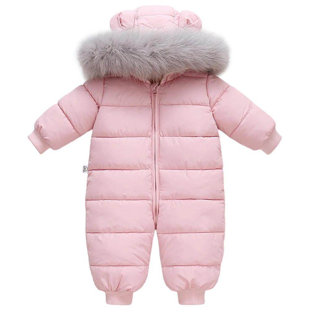 Baby Fur Hooded Jumpsuit,Waterproof -30 Degrees Snowsuits