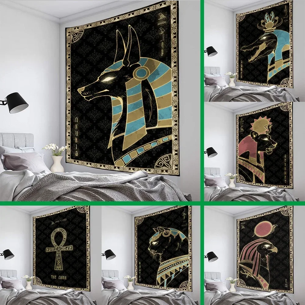 Home Decor Accessories Egyptian Mythology Printed Tapestry Home Decoration Background Wall Ornaments Wall Hanging Mural Tapiz