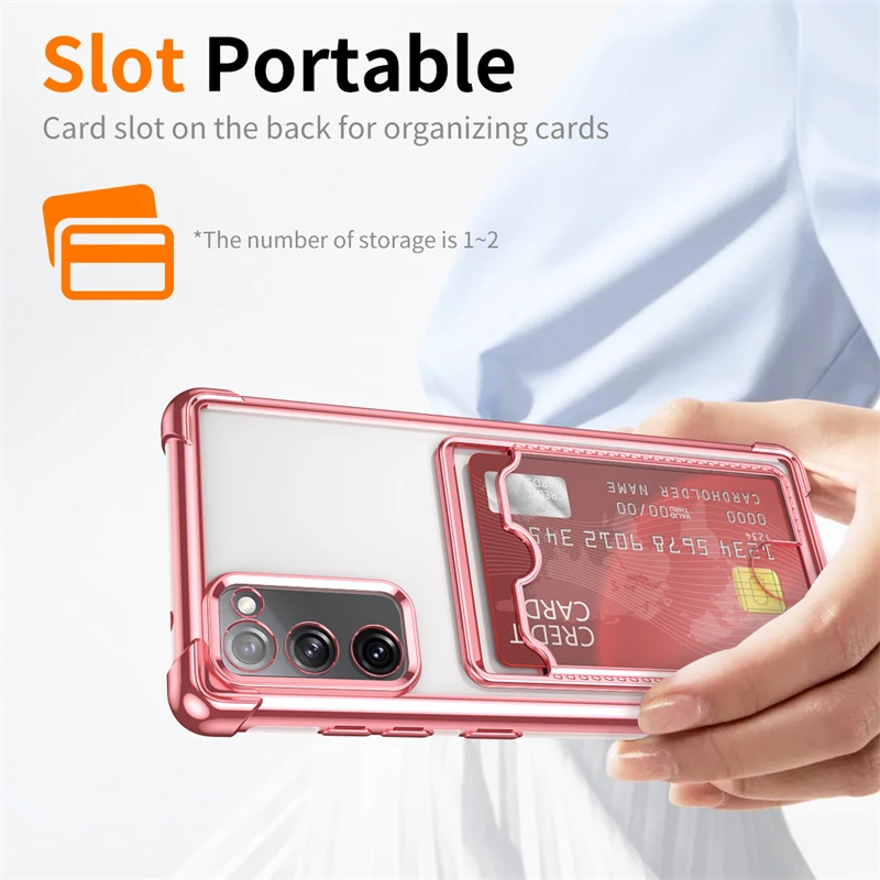 Luxury Shockproof Transparent Phone Case with Card Slot Wallet Cover