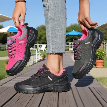 النساء أحذية المشي لمسافات طويلة في الهواء الطلق أحذية رياضية مقاومة للماء عدم الانزلاق أحذية مشي موضة فاخرة العلامة التجارية منصة الرحلات أحذية رياضية نسائية جديدة 2