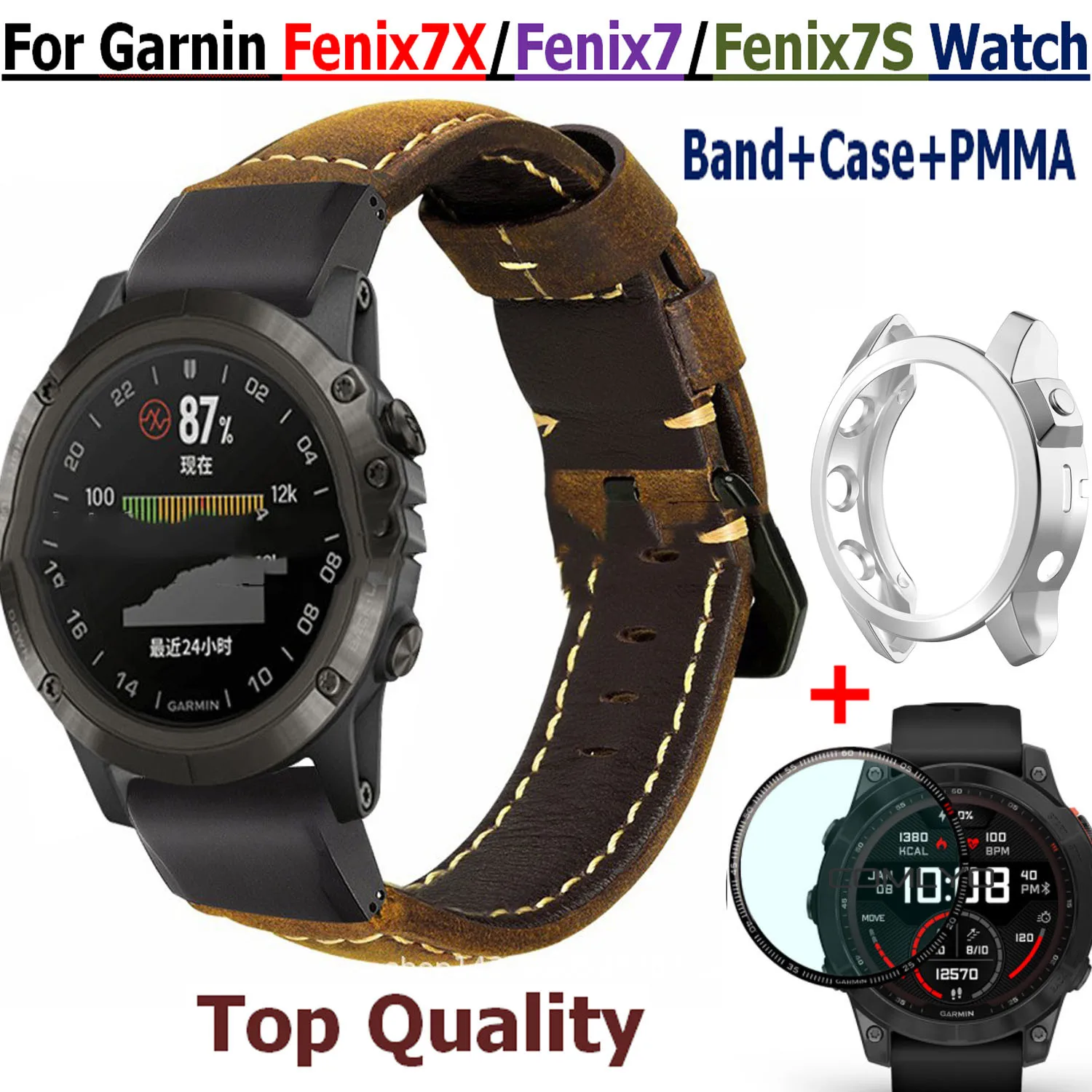 Leather Bracelet Watch Band Strap For Garnin Fenix7x/fenix7/fenix7s