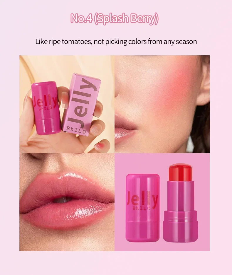 Facial blusher Jelly Cheek Blush Tint 3-in-1 Moisturized Blusher Sticker Water Long Lasting Brighten Matte Facial Contour Rouge Makeup