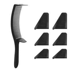 Premium Curved Comb Stylist's Tool for Precision Haircuts and Real Hair Wigs (Black - KJDinWeiShu)