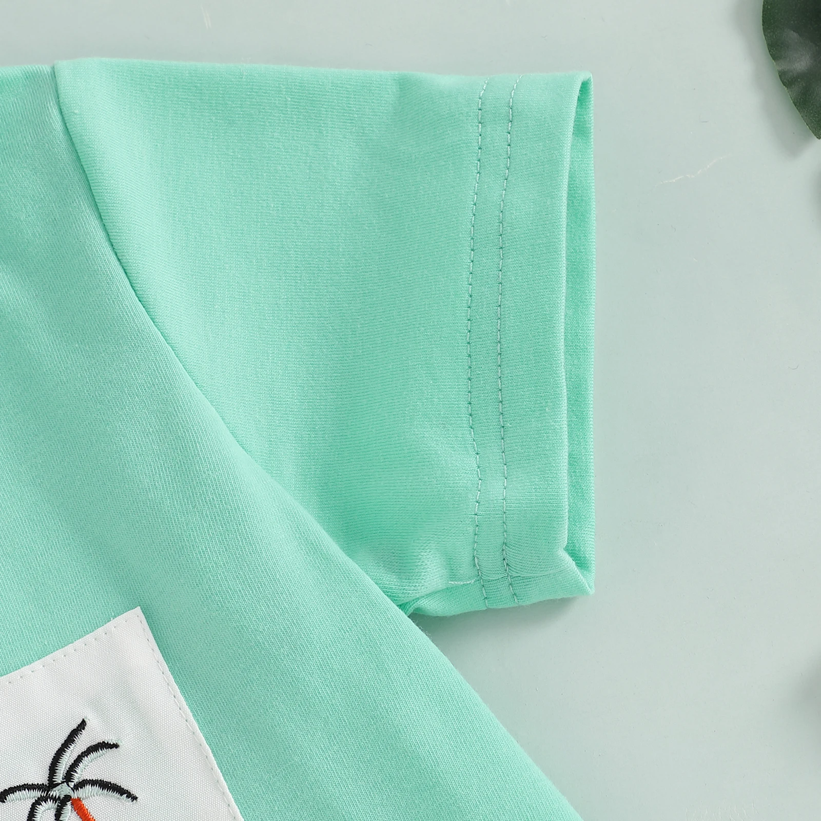 FOCUSNORM 0-4Y Summer Casual Kids Boys Clothes Set Short Sleeve Letter Embroidery T-shirt with Tree Print Shorts