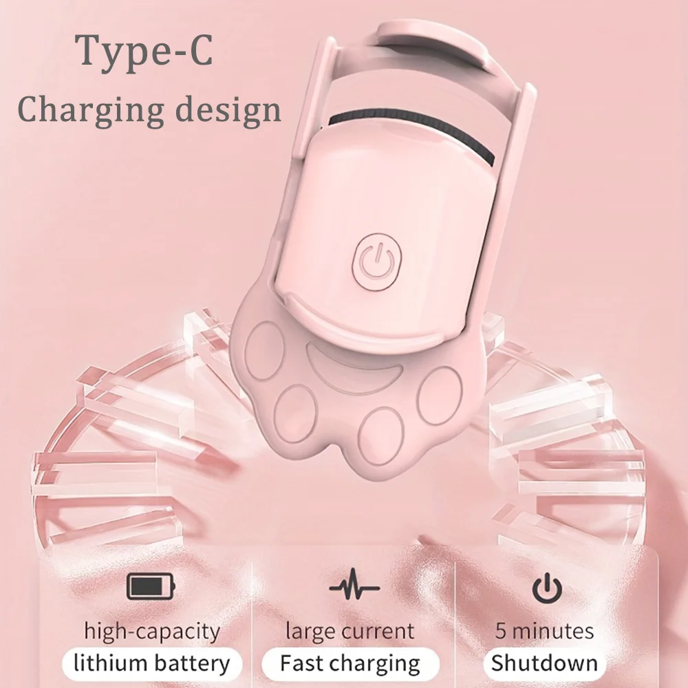 Electric Heated Eyelash Curler for Lasting Styling Portable Lash Lift Tool Intelligent Natural Curling with USB Rechargeable