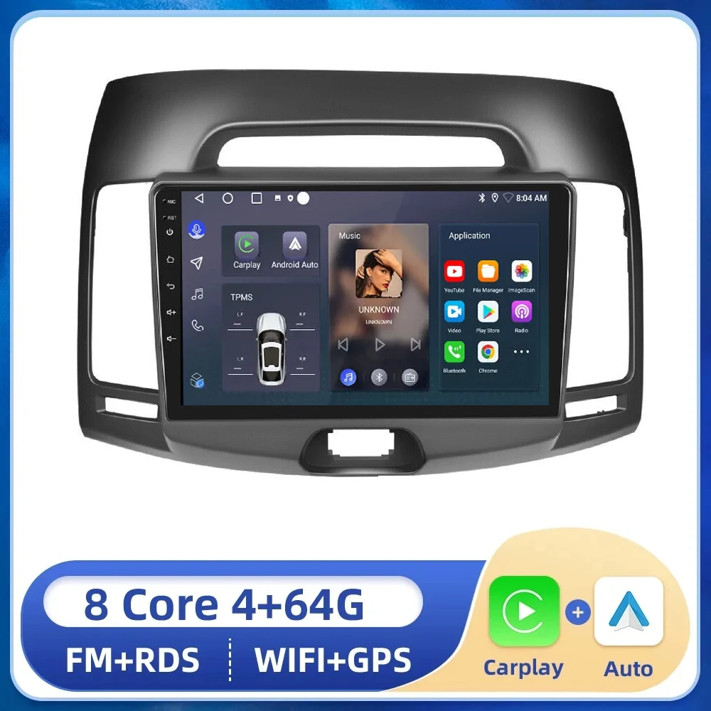 

8+128G Android 13 Car Radio For Hyundai Elantra 4 HD 2006-2011 2012 Stereo Navigation GPS Wireless Carplay Multimedia Player