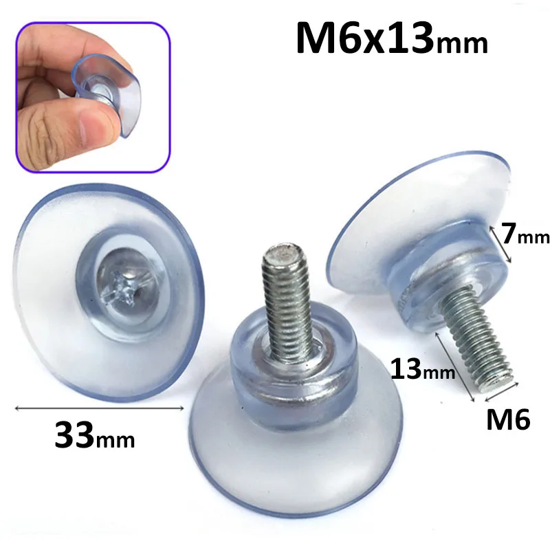 thumbnail image 1 of Ganchos de ventosa con vástago de tornillo M6 M8, almohadillas de ventosa transparentes, soporte adhesivo fuerte para puerta de pared de baño de vidrio de coche, 2/5/10/20 piezas, 1 of 5