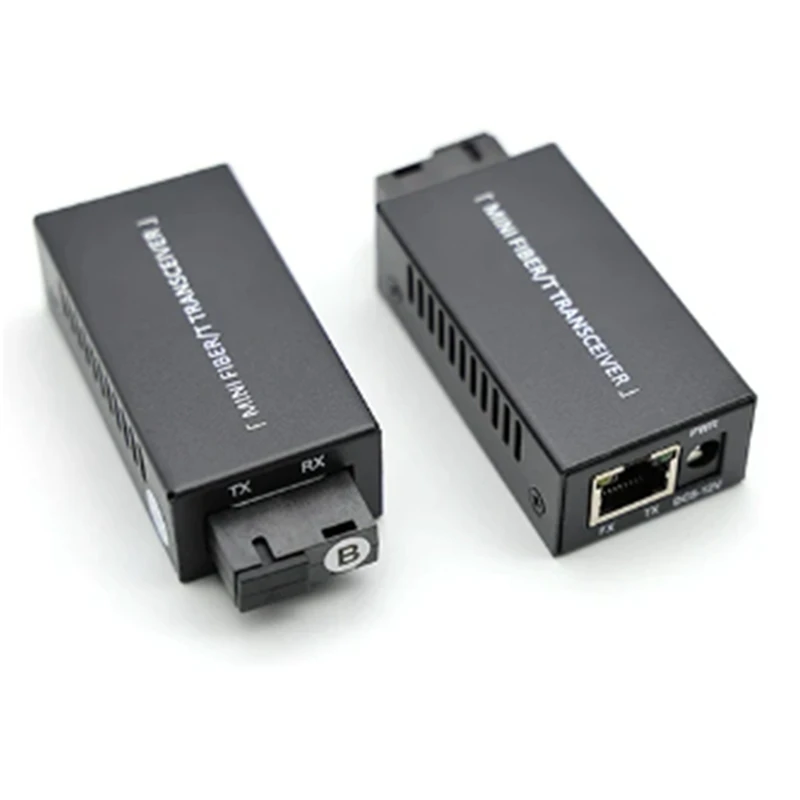 

Ethernet волоконный коммутатор 2 шт. Gigabit 100/1000M A/B SC, медиа-конвертер, оптический трансивер Rj45, волоконный коммутатор 20 км, черный