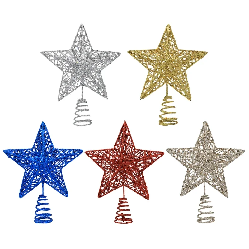 1pc Gold Glitter Christmas Tree Topper Christmas Decorations For Home 2024 Xmas Tree Ornaments Navidad Natal New Year Gift 2025