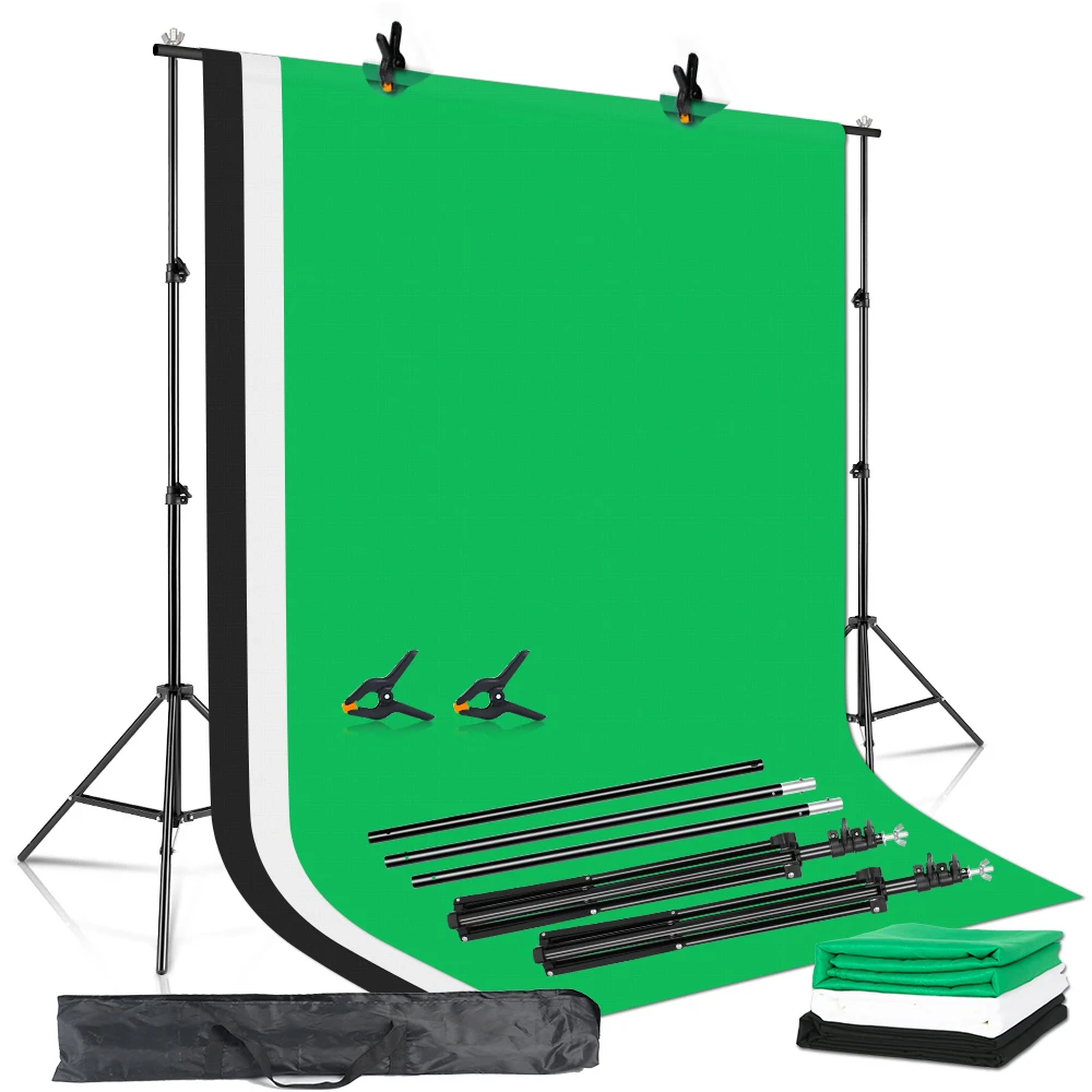 Backdrop Ajustável Support System Kit Pano Verde para Músculos Suporte Telescópico para Fundo Ajustável com Clipe de Bolsa