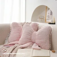 Simple bow pink sofa pillow office desk chair soft and comfortable waist support master bedroom bedside decoration