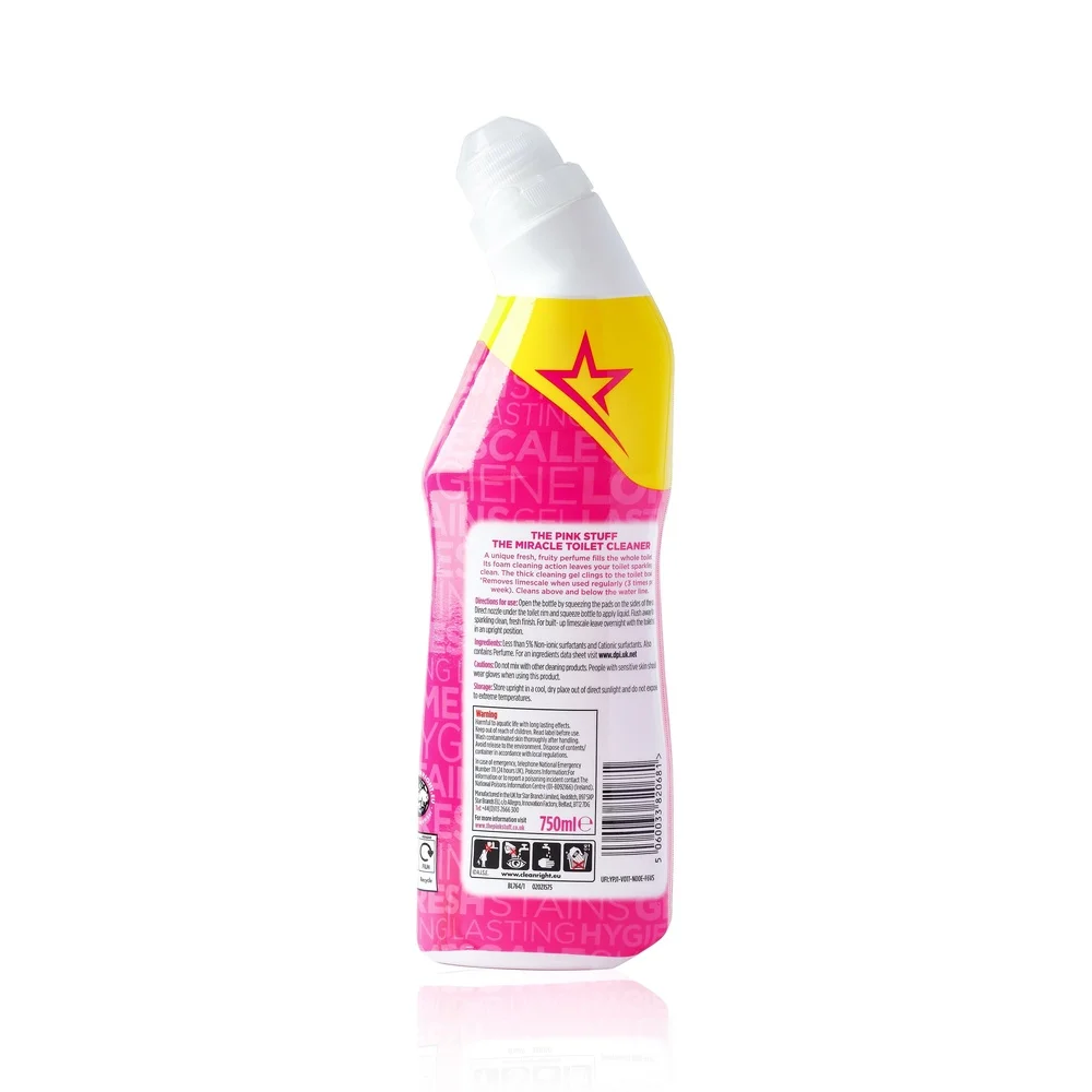 Miracle Toilet Cleaner Gel 25.4 fl oz Powerful Bathroom Cleaner Clinging Formula Removes Limescale Fresh Rhubarb Scent Easy