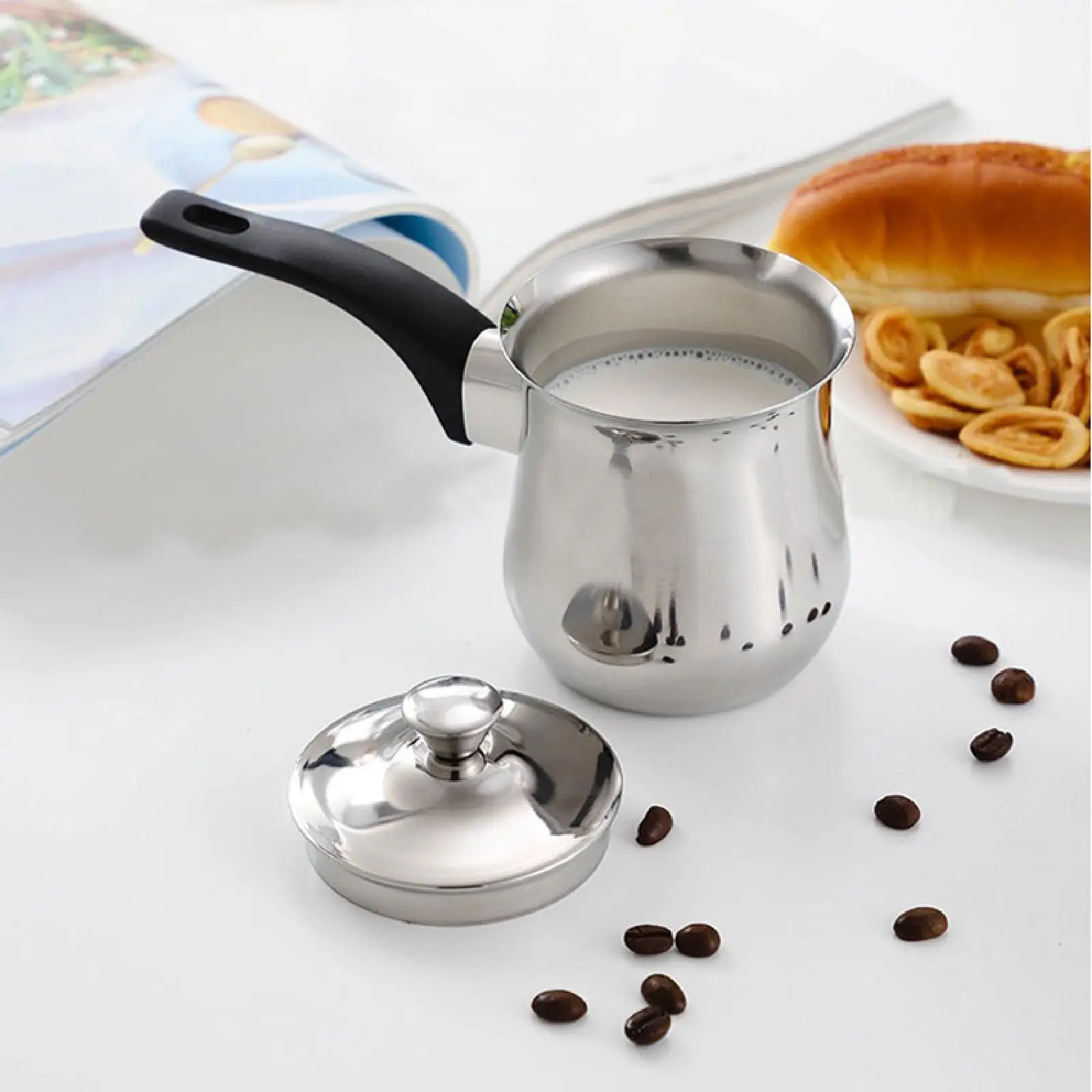 Coffee Pot Turkish Stainless Steel Long Handle Chocolate Butter Melting Jug Barista Kitchen Accessories for Camping