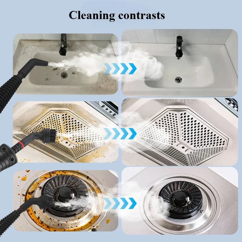 1050W Handheld Steam Cleaner High Temperature Pressurized with 9Pc Accessory Kitchen Range Hood Disinfection & Cleaning Steamer