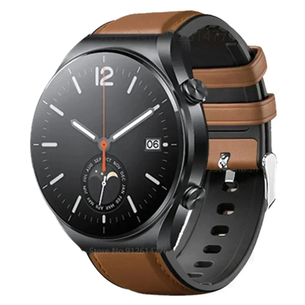 22mm Silicone Leather Hybrid Watchband Bracelet Strap