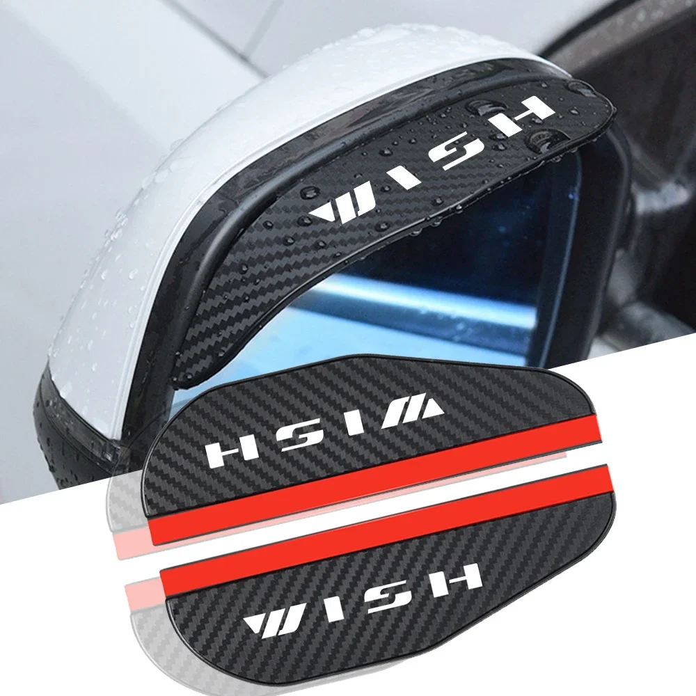 2Pcs car accessoires Awnings Shelters Rearview Mirror Rain Cover Carbon Fiber Side For Toyota WISH Auto Accessories