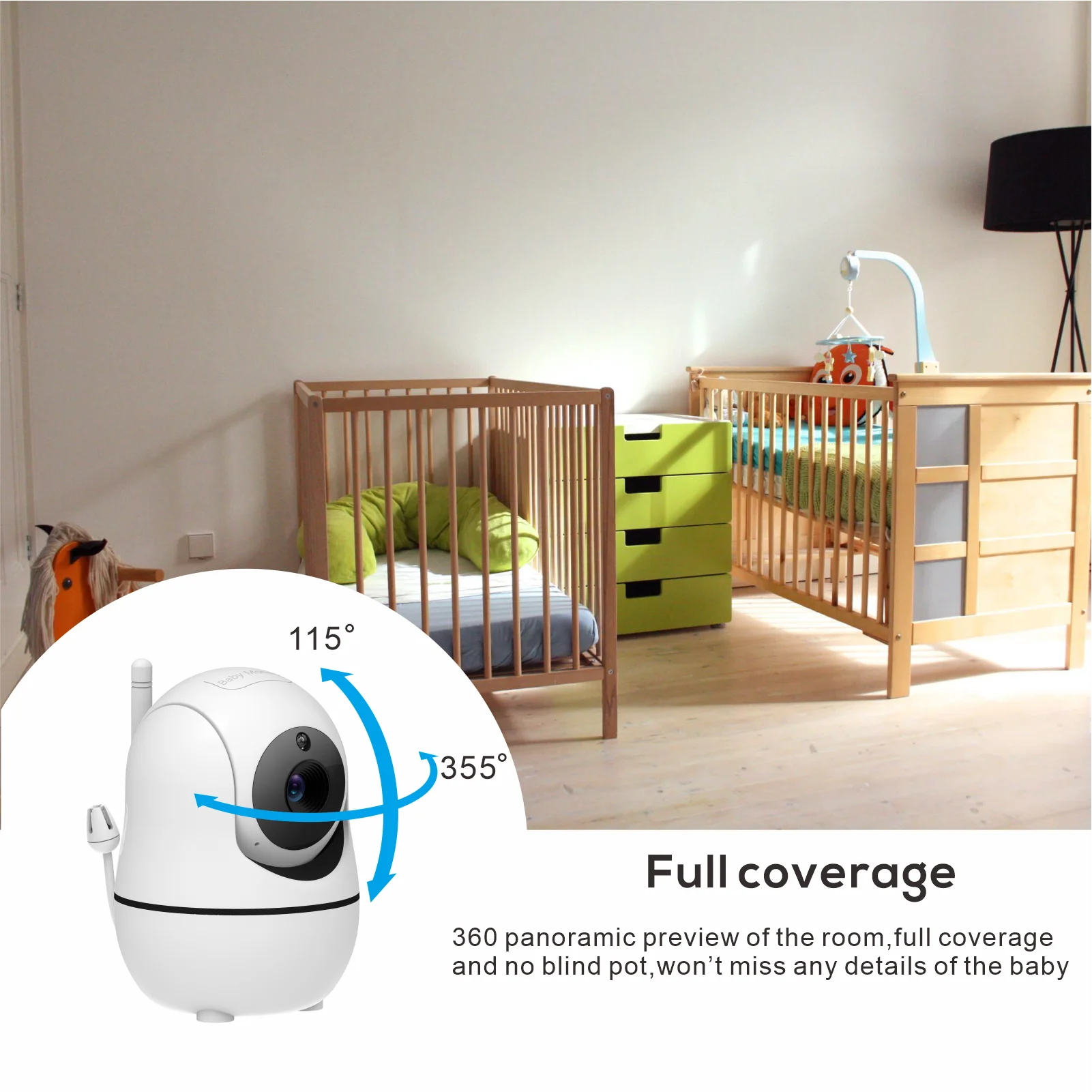 Accessorio SM50 Baby Monitor telecamera e monitor singoli, Zoom 4X, batteria da 22 ore, sensore di temperatura Audio a 2 vie da 1000 piedi