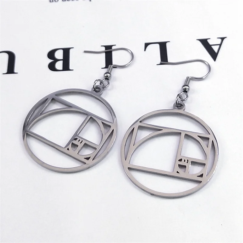 Orecchini In Acciaio Inox 'Sequenza Di Fibonacci' | Gioielli Matematici Con Spirale Geometrica | Regalo Per Laurea In Matematica, Donne E Ragazze