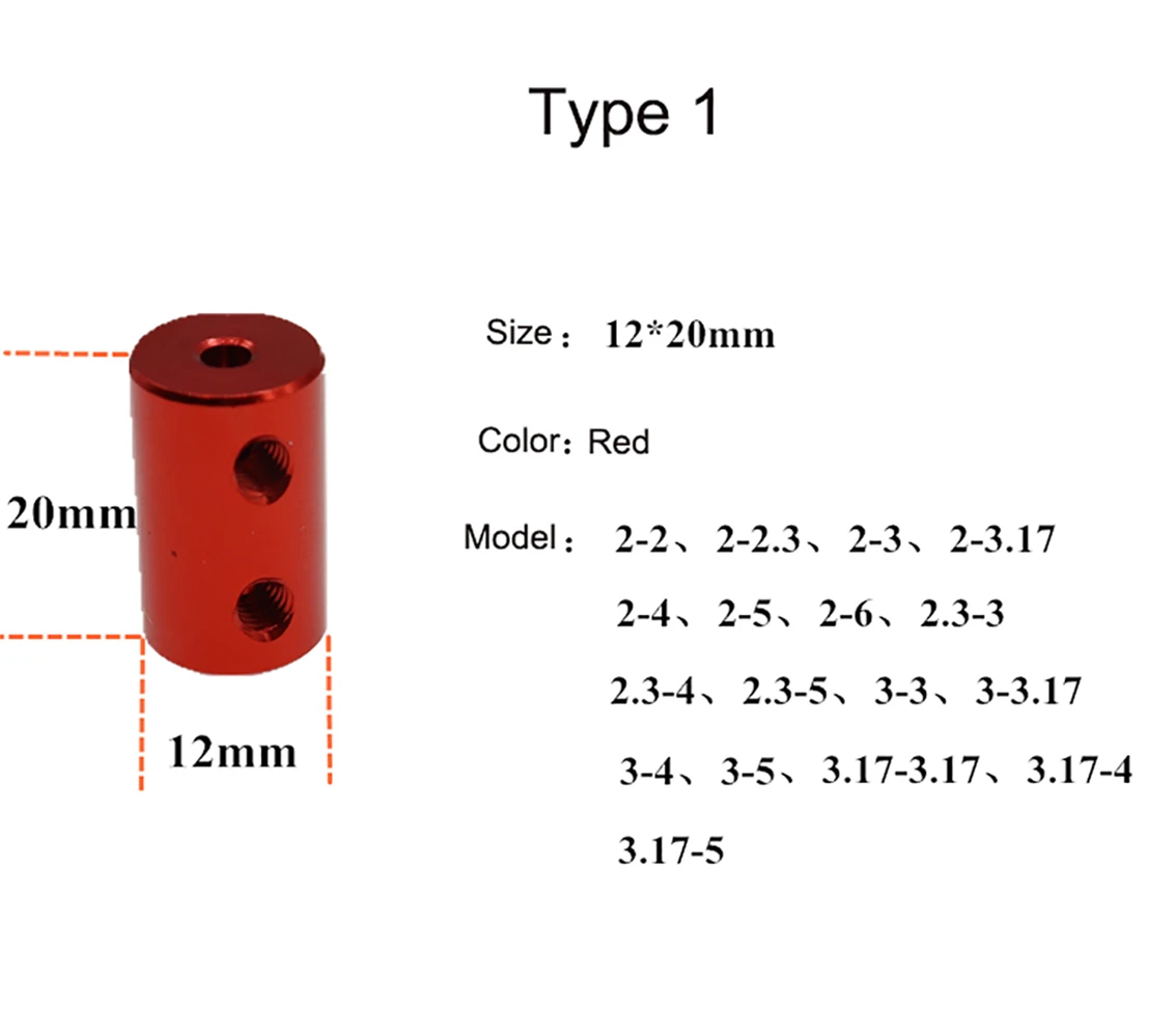 Description Picture 3 of item1Pcs Aluminum Alloy Rigid Shaft Coupler Bore 2/2.3/3/3.17/4/5/6/8mm Motor Coupling Connector Vehicle Ship Aircraft Model Parts