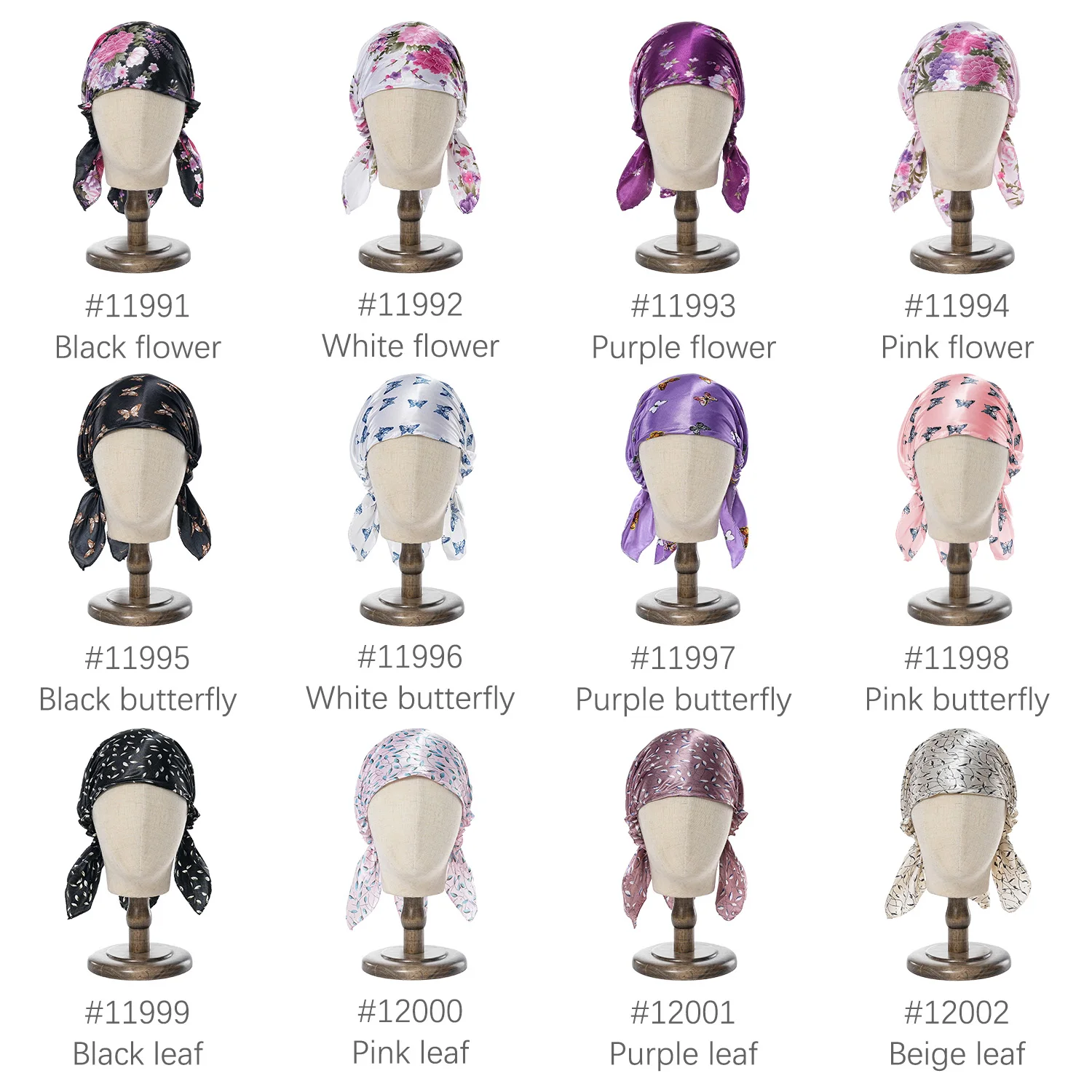New Women Luxury Satin Sleeping Bonnets Night Sleep Caps Ladies Headwrap Printed Stretch Beanie Cap Hair Care Head Cover 3