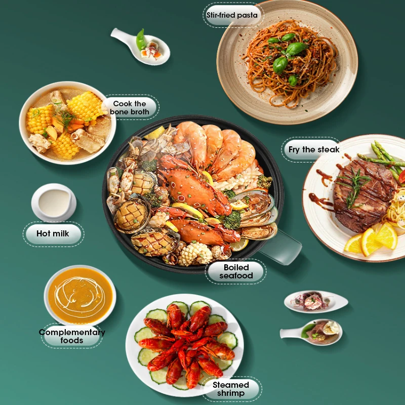 Multi Functional Electric Cooker 1.5L Mini Portable Non Stick Steamer Hot Pot