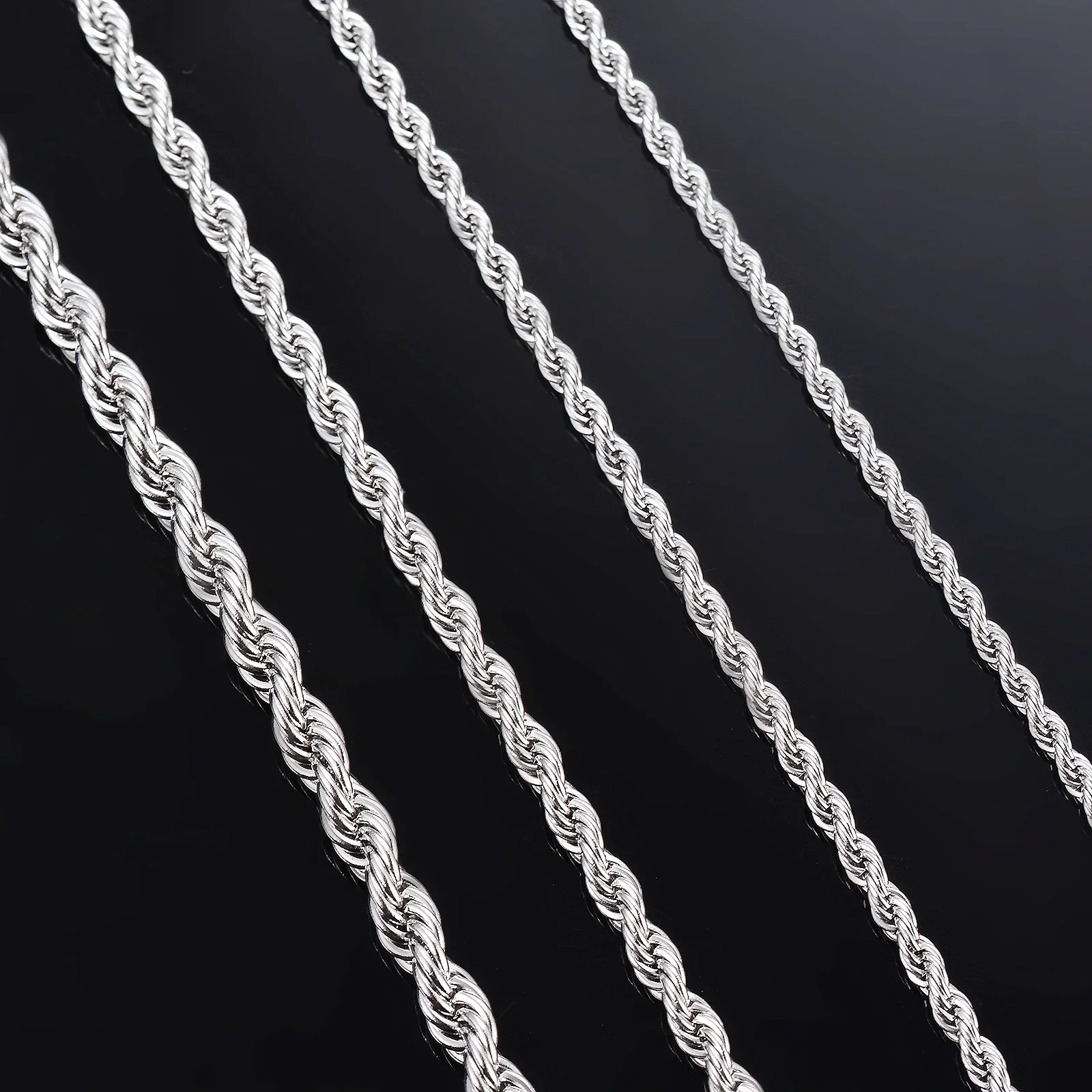 Sterling Silver Rope Chain Necklace/Bracelet - Elegant Unisex Jewelry in Multiple Widths