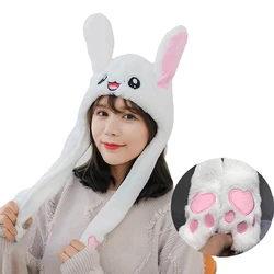 Cute Rabbit Hat With Moving Ears Cartoon Bunny Ears Beanie Hat Sweet Plush Airbag Cap Party Costume Birthday Gift Toy Bunny Hat