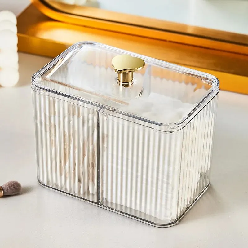 Cosmetic Organizer Box Transparent Plastic Square Swabs Cosmetic Organizer Storage Box Cotton Pads Holder For Daily Storage