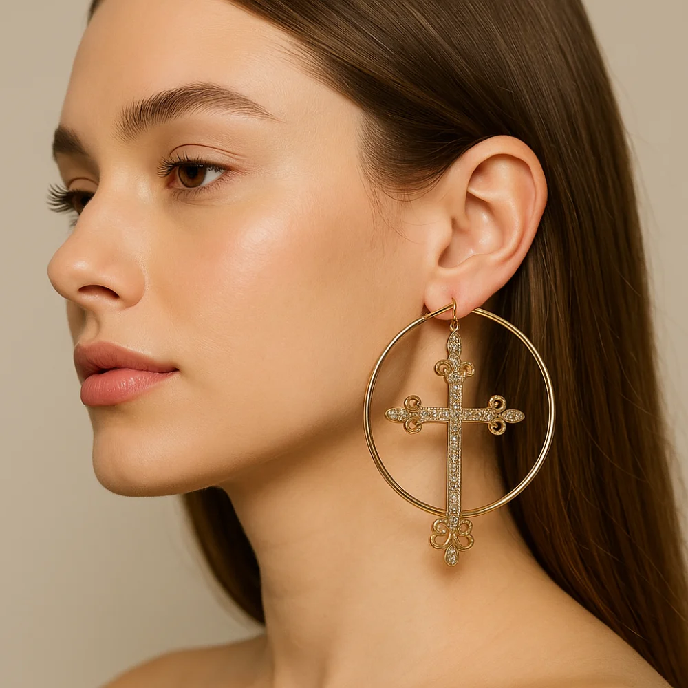 Pendientes cruzados Y2K con cristal