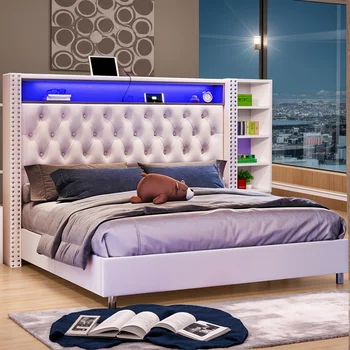 LED Upholstered Bed Frame 1