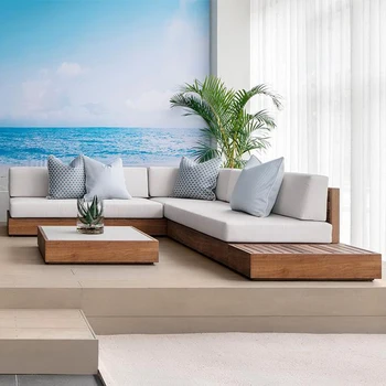 All-Weather Teak Patio Sectional Sofa 1