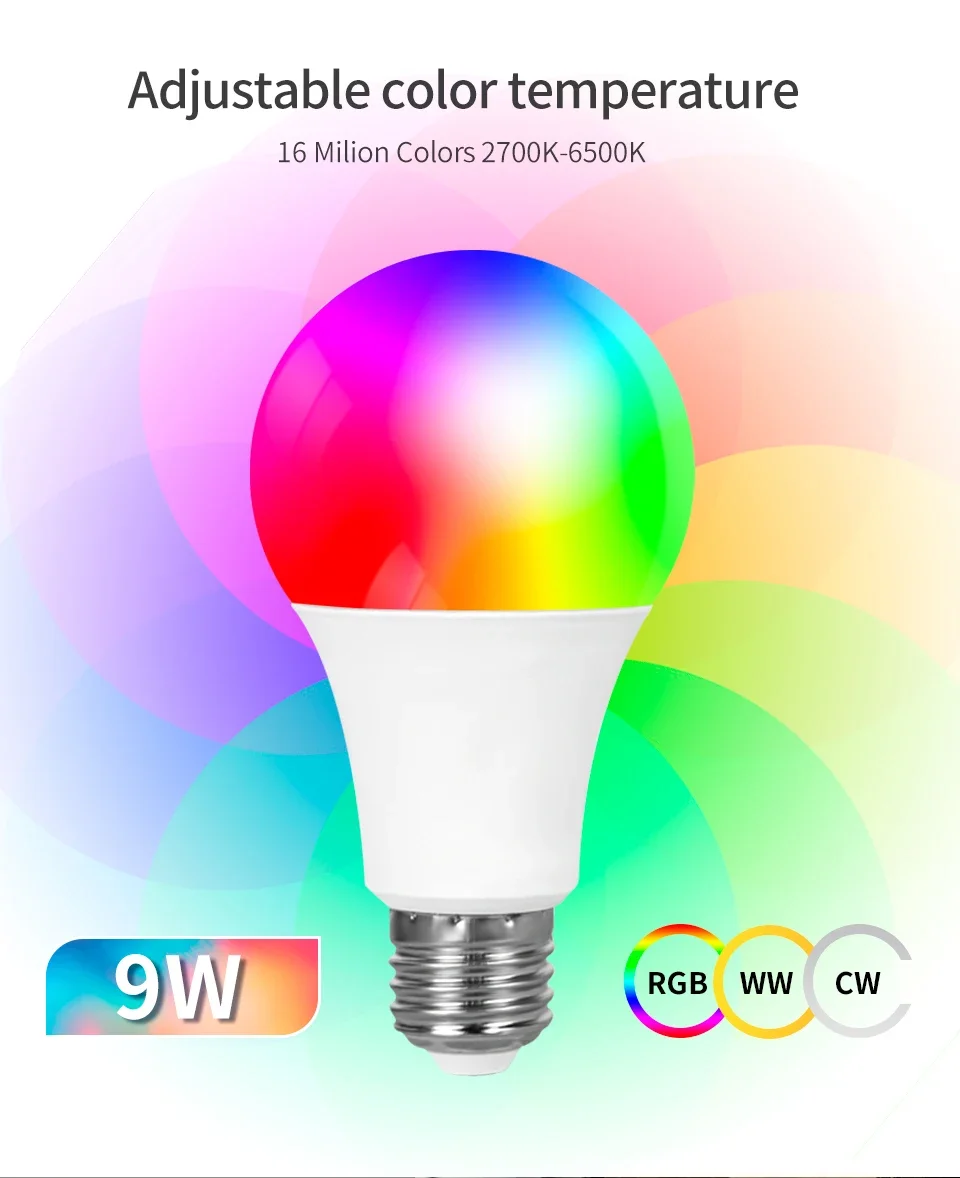 Description Picture 3 of itemAC 220V Tuya Smart Bluetooth LED Light Bulbs 9W 15W 18W Timer Dimmable APP Control LED Bulb Lampada For Home Bedroom Decoration